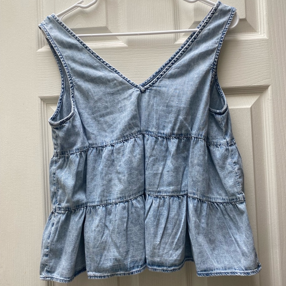 GAP | 100% Cotton Denim Tiered Tank Top Size Small - Picture 14 of 15